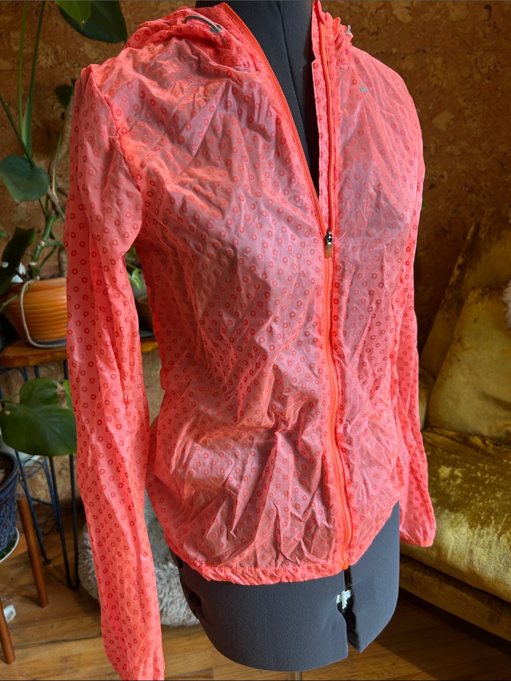 Nike Coral Printed Lightweight Hooded Weather Resistant Running Jacket